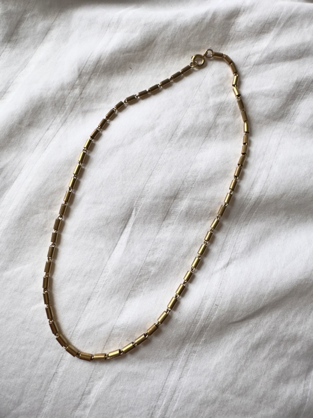 Vintage Brass Tube Chain Choker Necklace